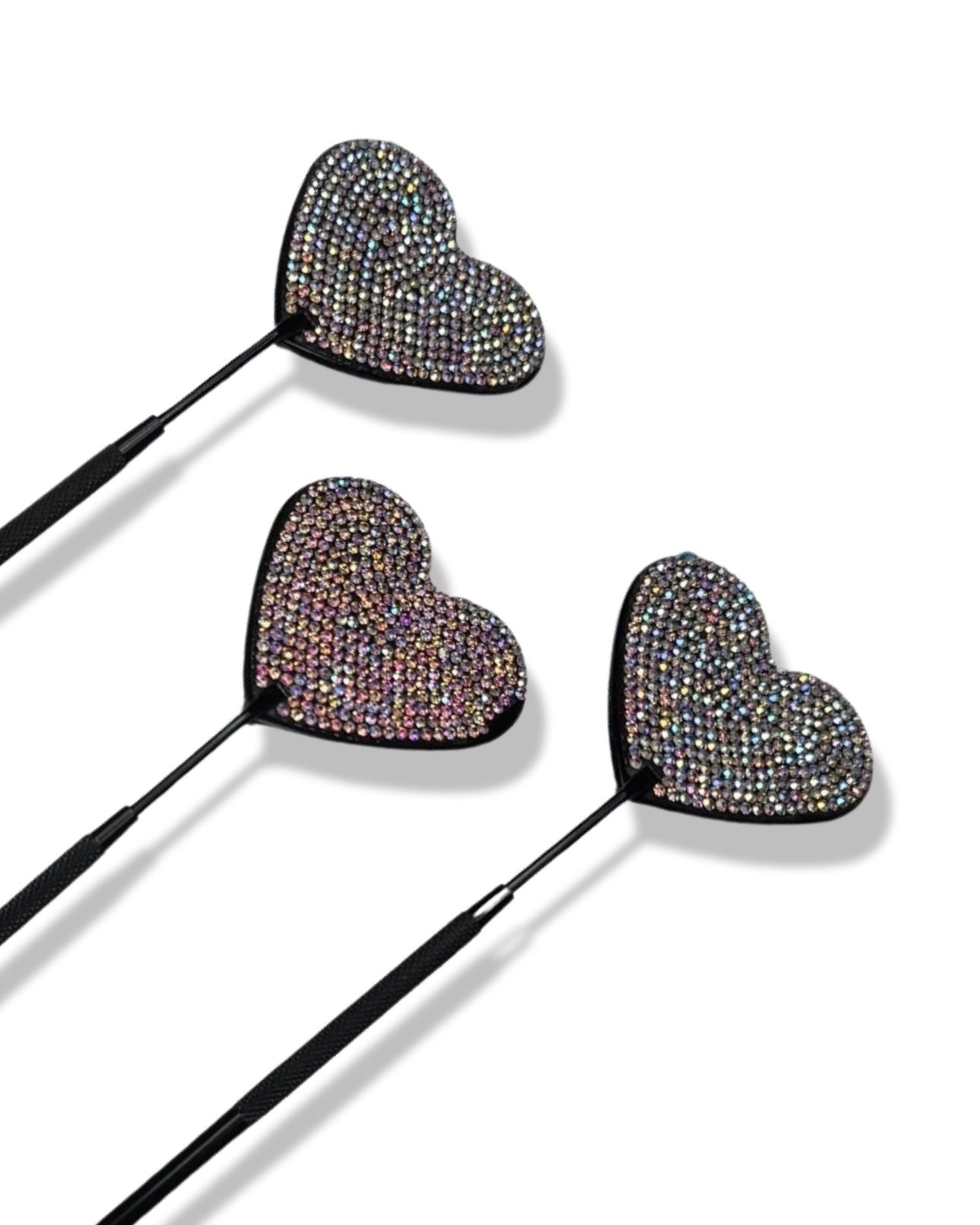 RHINESTONE HEART SHAPED HAND MIRROR